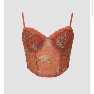 Retro Bust Lace Up Cami Top - CINNAMON